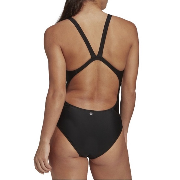 Adidas Women's MID 3-STRIPES black and white SWIMSUIT size 14 - Picture 3 of 6